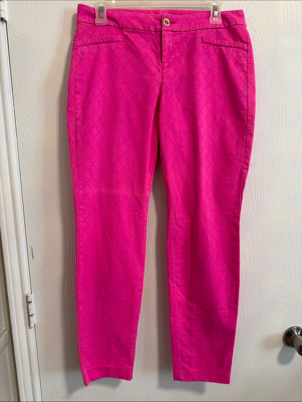 Lilly Pulitzer Kelly Skinny Ankle Pants Bright Tiki Pink Women's 6 Beach Summer